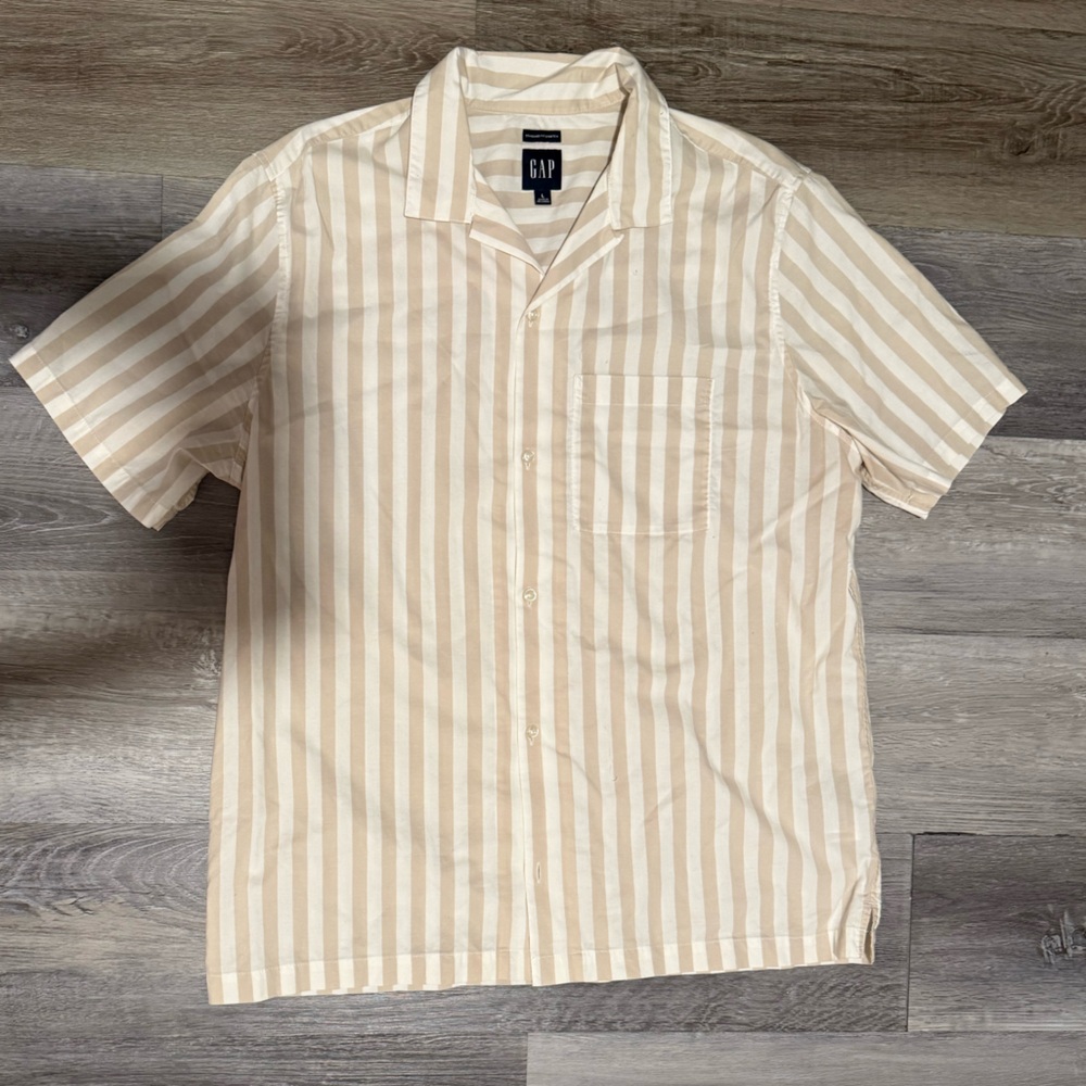 GAP Beige and White Striped Shirt